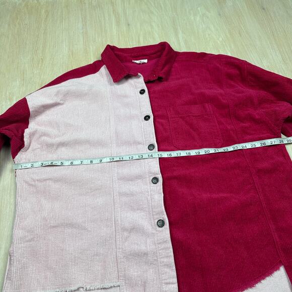 GeeGee Pink Corduroy Fringe Patchwork Boho Whimsical Shacket Coat Jacket 3XL - Picture 10 of 16